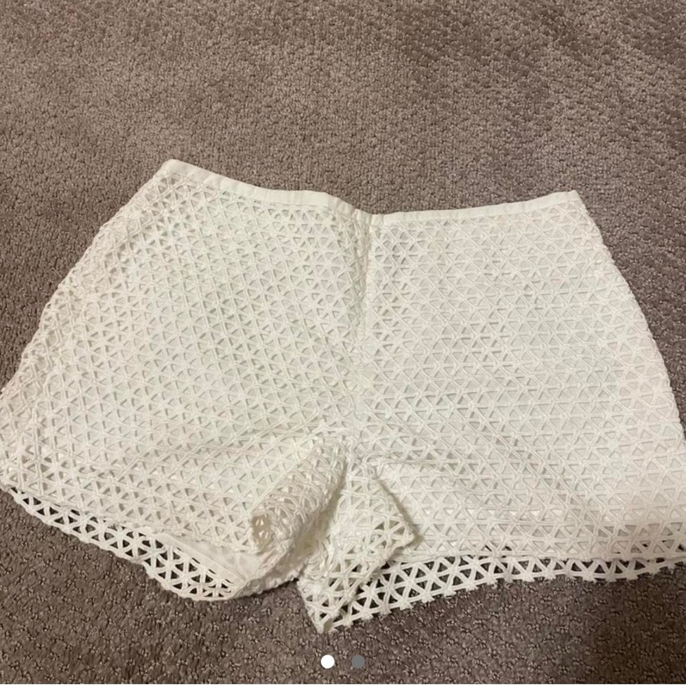 White ruffle shorts from 1state